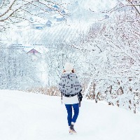 woman walking on winter day