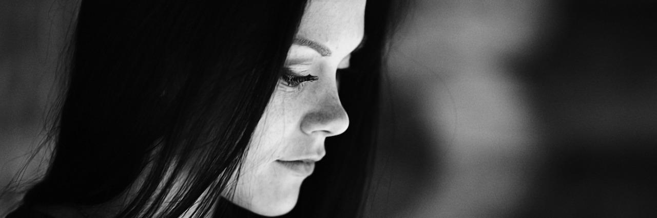 monochrome black and white portrait of a girl