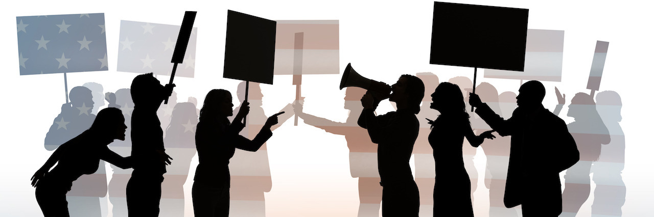 Strategies to Help Advocates Protect Their Own Mental Health Silhouettes of people at political protest