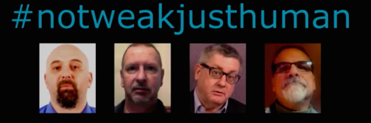 #NotWeakJustHuman: Men's Mental Health 8 picture of men with the text: Notweakjusthuman