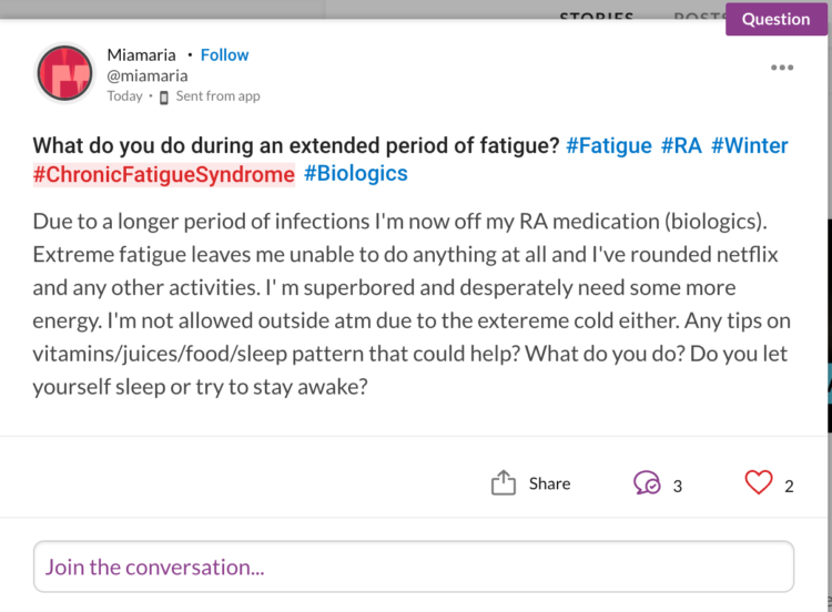 question asking what people do to deal with chronic fatigue. click to answer