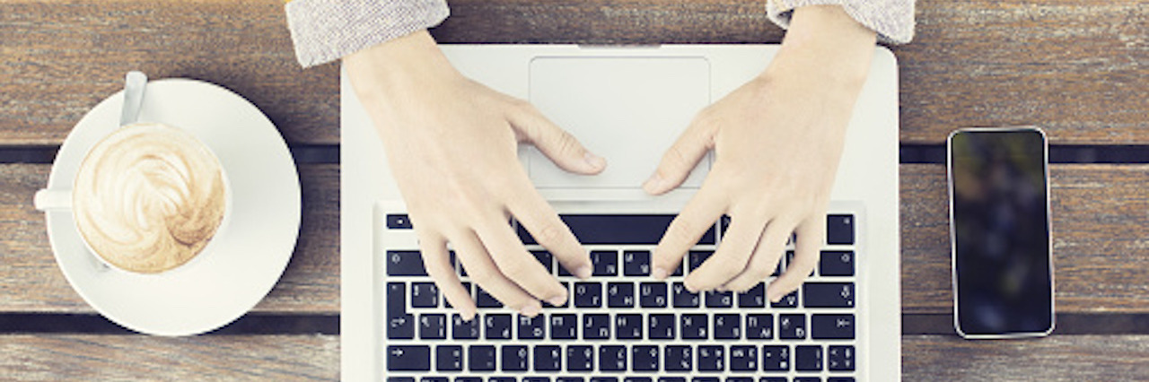 A Letter to the Teacher Who Helped Me in My Depression Typing girl with laptop, smartphone and coffee mug