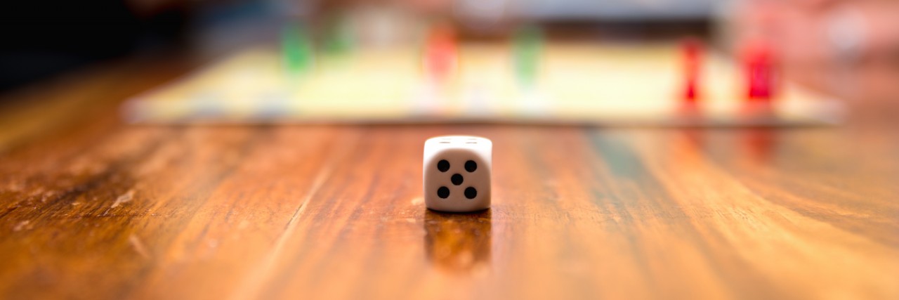 Close up of a dice with blurred background