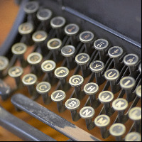 Close-up of a typewriter.