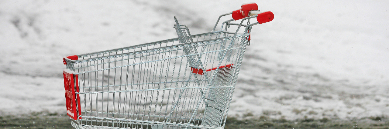Letter to a Store Manager Who Mistreats Employees With Disabilities Supermarket shopping cart outside in snow.