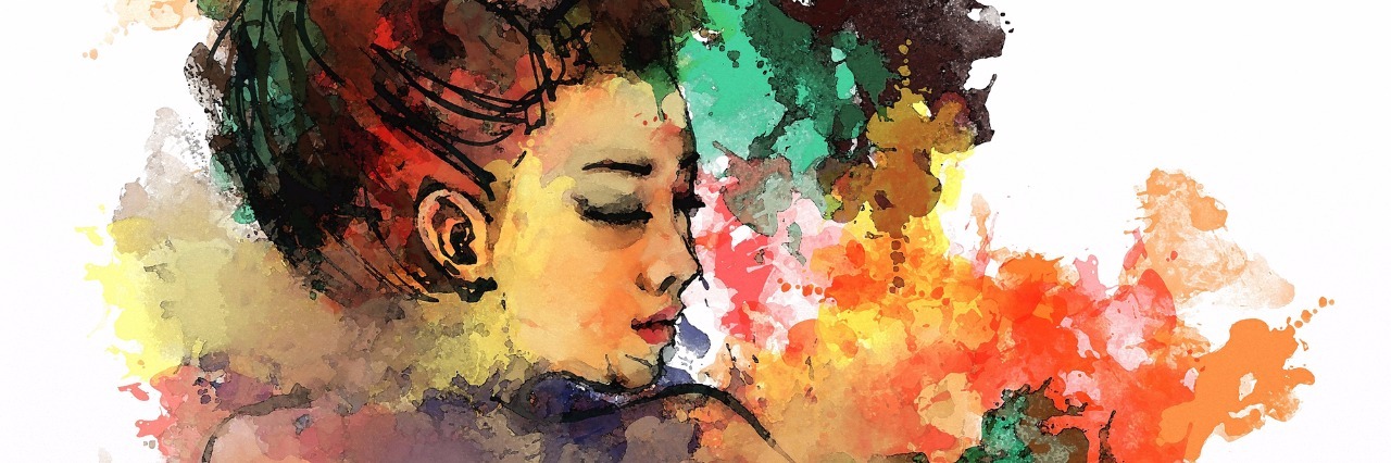 watercolor of woman side profile