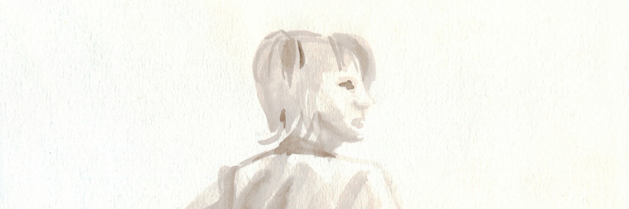 I Can’t Accept My Illness figure of a woman painted in brown watercolor, sketch