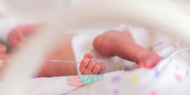 Baby in incubator at hospital