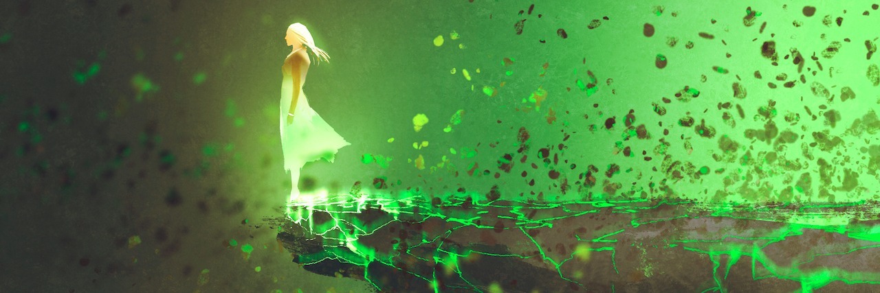 Why an Anxiety Disorder Is Different Than Worrying illustration of a woman standing on the edge of a cliff