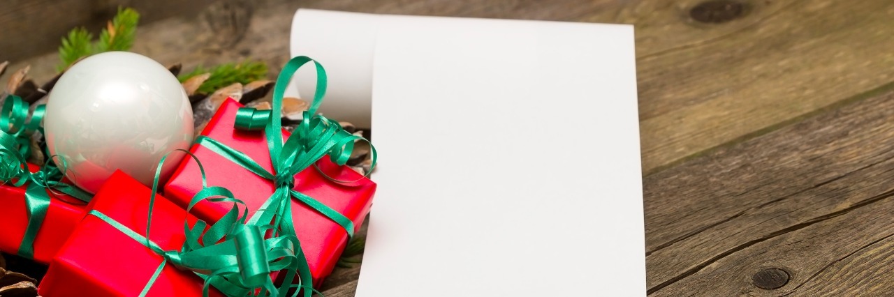 5 Christmas Wishes From Someone With Multiple Chemical Sensitivity empty scroll next to christmas presents