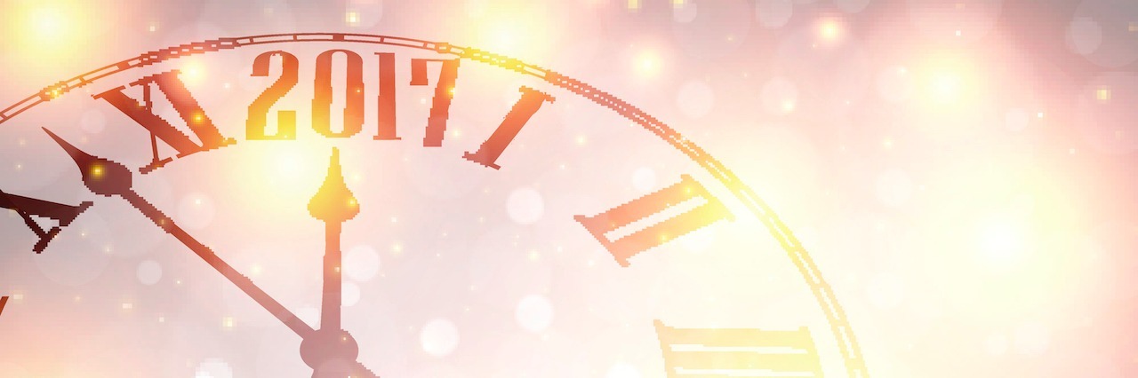 My New Year's Resolutions as a Woman With Schizophrenia 2017 New Year shining background with clock.