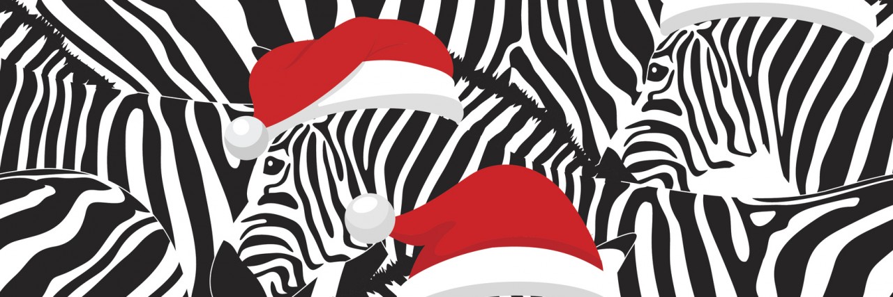 Facing the Holidays With a Rare Disease Zebra wearing Santa hats