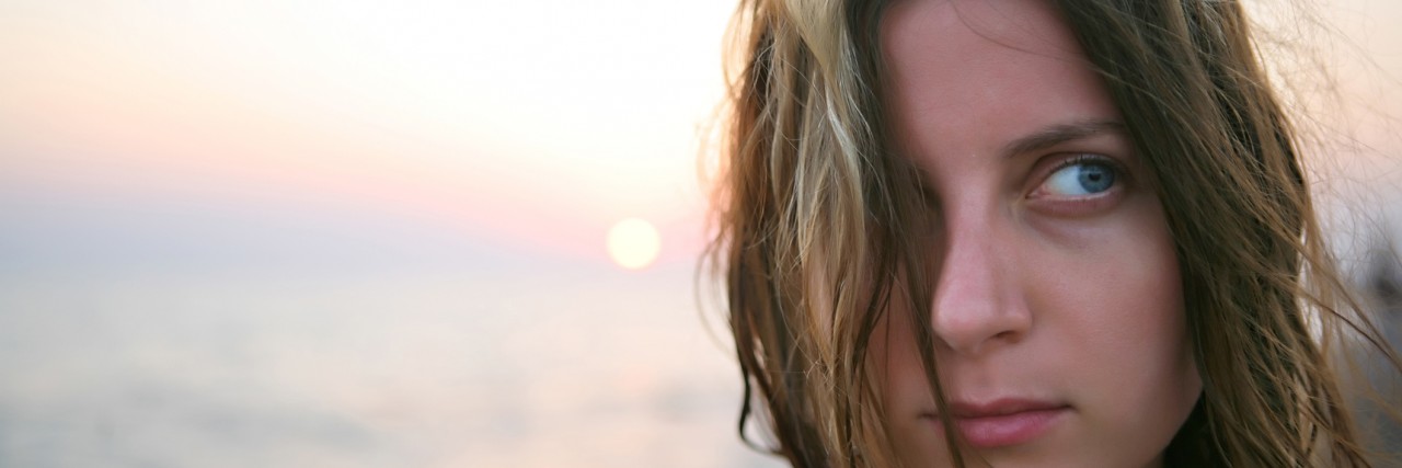 Woman with fluttering hair