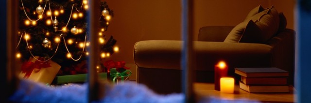 a view inside a living room with a christmas tree