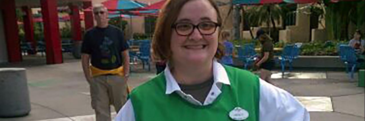 Finding Employment at Universal Studios as a Person With a Disability Mandy in her balloon handler outfit.