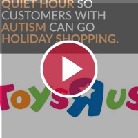 toys r us logo behind red video play button