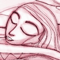 Hand drawn illustration or drawing of a sleeping woman