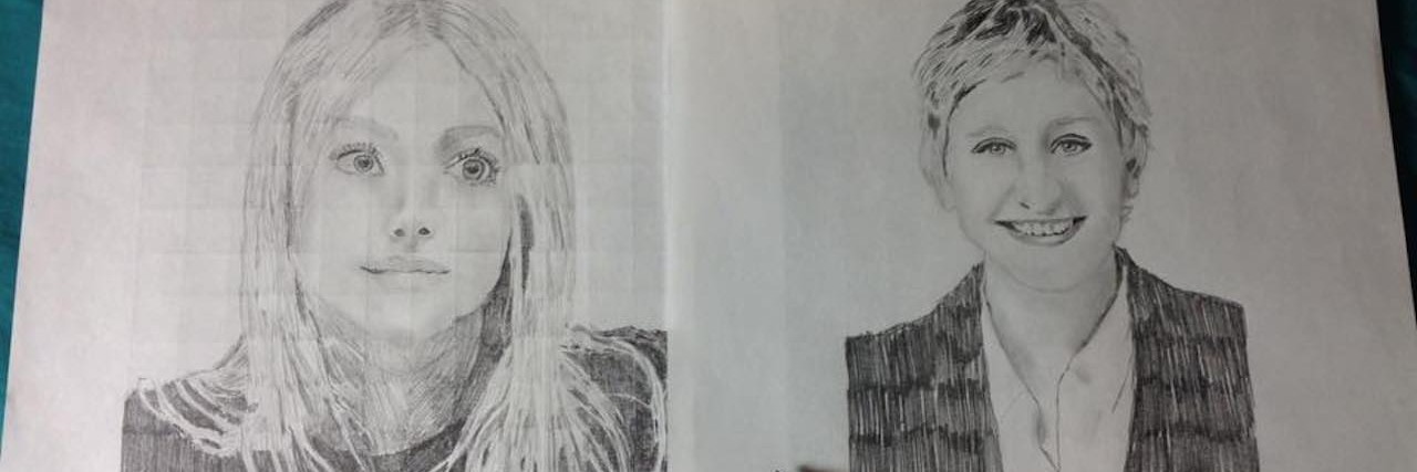 How Drawing and Art Can Help Fight Depression drawing of dakota fanning and ellen degeneres