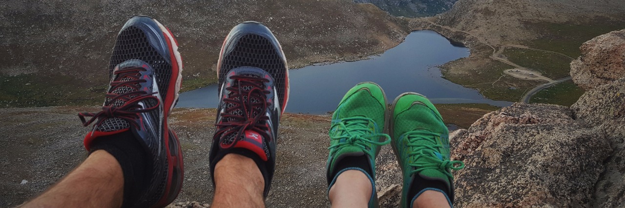 'Light' and 'Serious' Coping Strategies for Grief and Depression shoes overlooking mountains