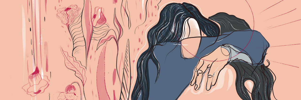 Tips for Coping With the First Year of Grief Illustration of the emotional moment between two hugging friends