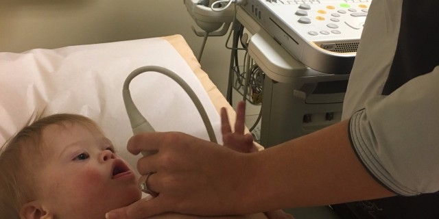Baby having a heart exam in the hospital