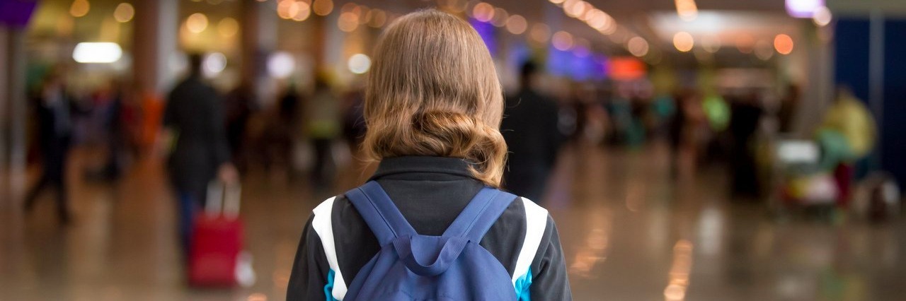 young woman with backpack