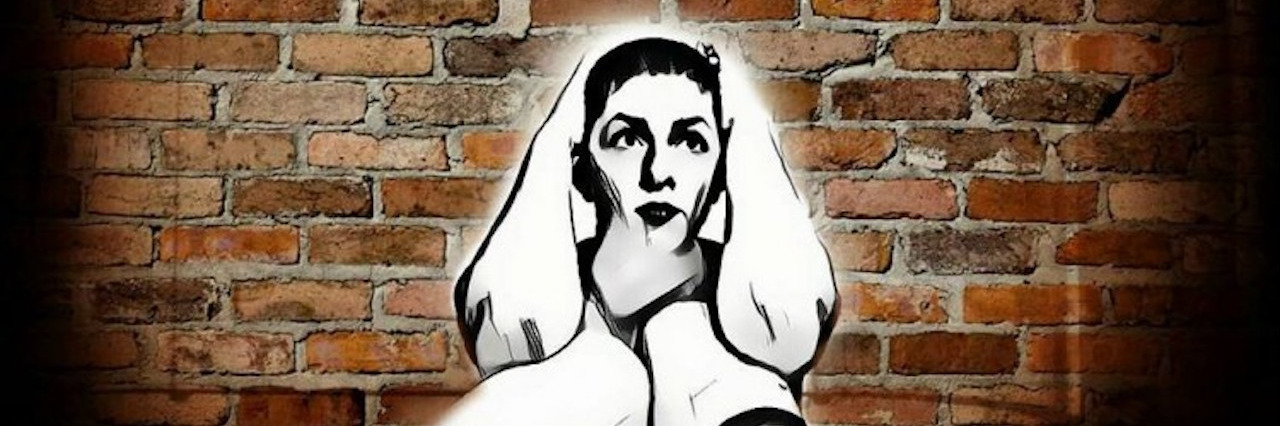 A Letter to Depression, the Unwanted Houseguest in My Soul An illustration of a ghost with its hands around its throat as it stands in front of a brick wall