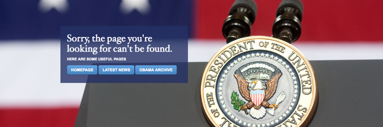 Donald Trump's WhiteHouse.gov Doesn't Feature Pages on Disability Image of a "page not found" page on the new Whitehouse.gov website