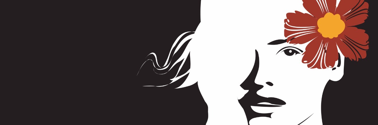 Finding New Hobbies and Passions With Illness, Disability black and white image of a woman with a red and gold flower in her hair