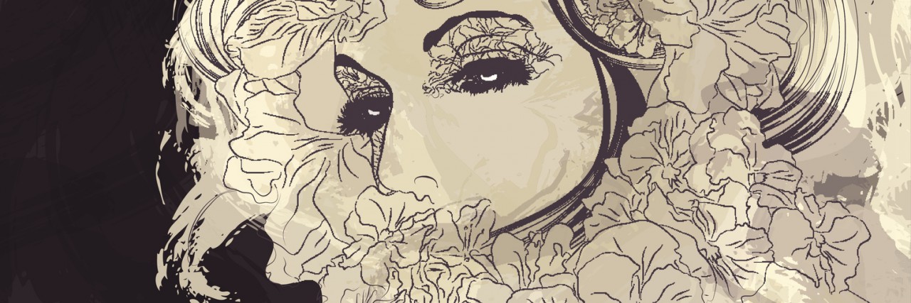 Tips for the Time Between Depressive Episodes Womans face with long hair surrounded by flowers. EPS10 File