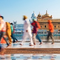 Group of people walking in India