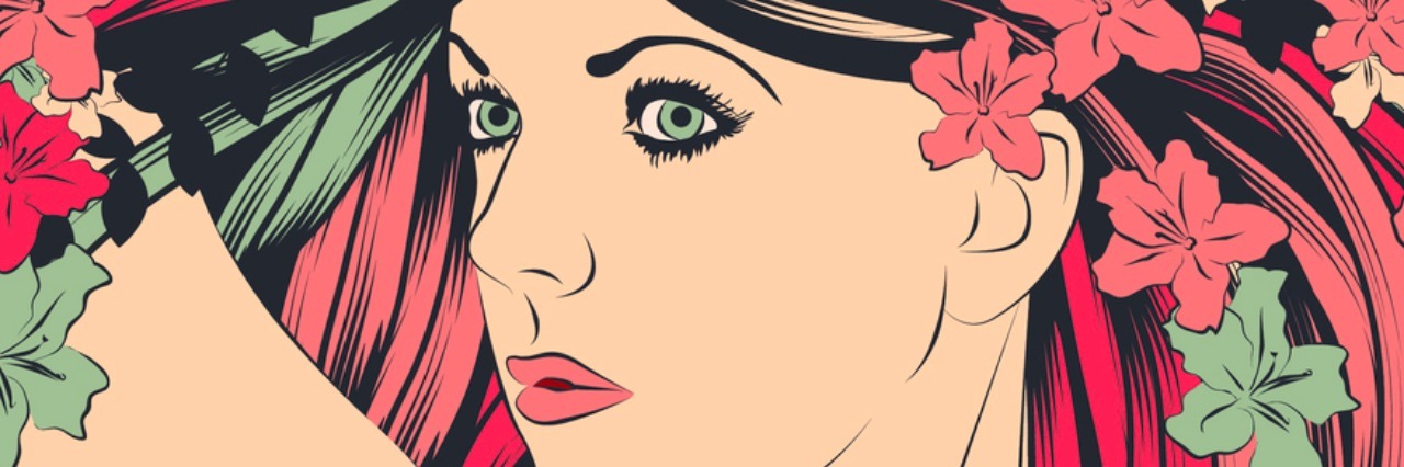 How I Battle Negative Self-Talk Days of Anxiety Woman with long flowing hair and flowers