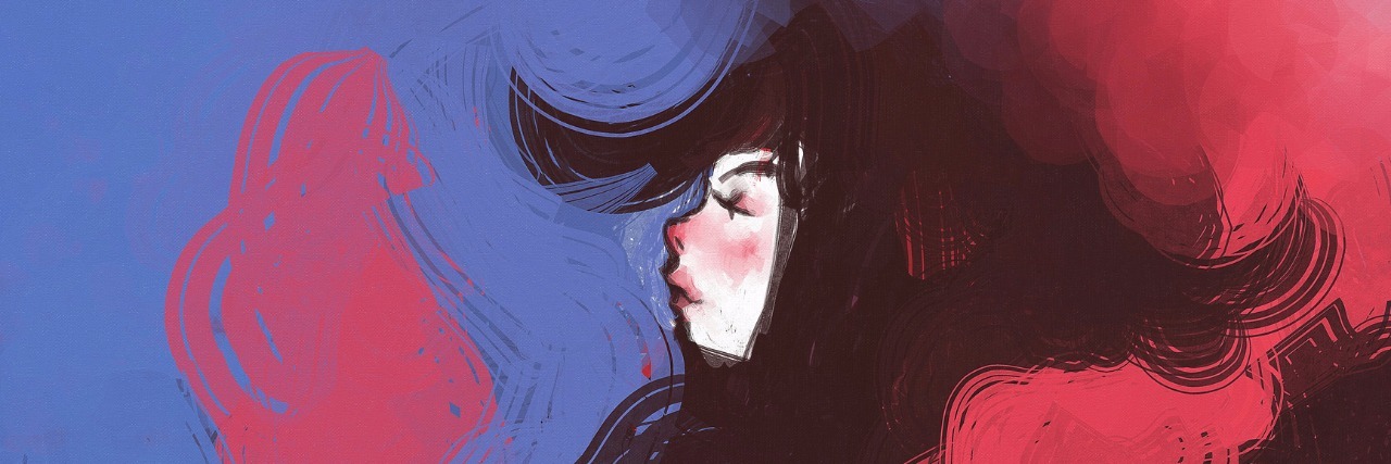 Symptoms of Depression, Borderline Personality Disorder and Anxiety painting of beautiful girl