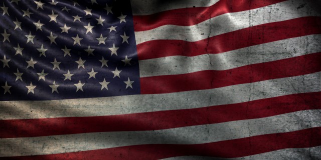 Very old USA flag damaged over time