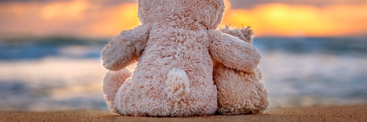 Depression: 5 Ways to Love and Care for Us two teddy bears sitting at the beach