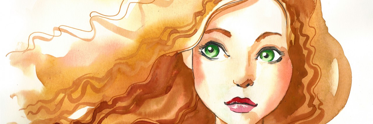 Advice for My Younger Self Struggling With an Eating Disorder Watercolor sketch of a girl with red hair