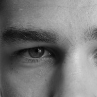 eyes of a man black and white