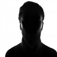 Hidden face in the shadow.male person silhouette.