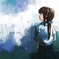 watercolor of beautiful girl in thai school uniform, digital painting