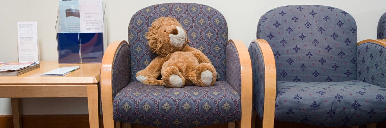6 Pieces of Advice for New Special Needs Parents toy lion in hospital waiting room