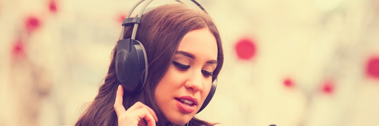 girl listening to some music.