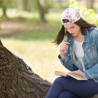 Girl Studying Outdoors