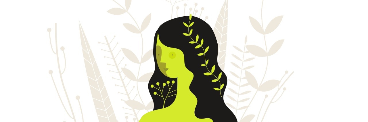 Bipolar Disorder Is Both a Blessing and a Curse Floral girl vector illustration.