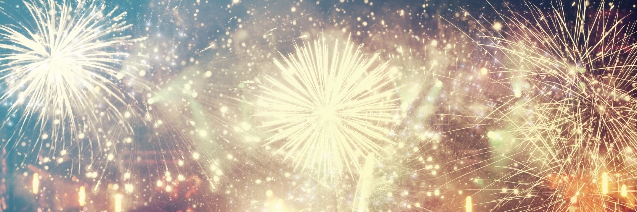 What New Years Eve Is Like With Depression cheering crowd and fireworks on new years