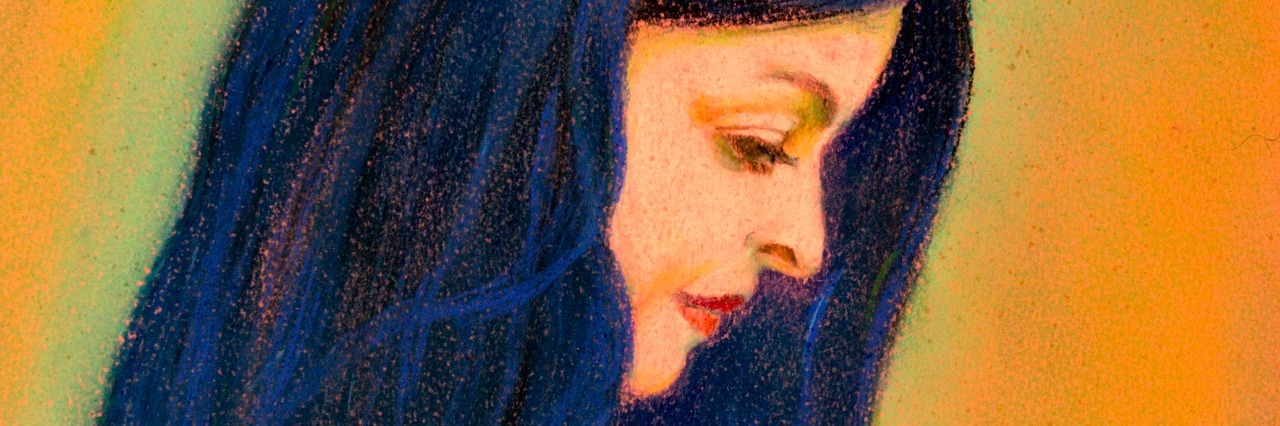 Dealing With Anxiety and Depression With Behcet's Disease and Pain woman with long hair looking down, in pastel