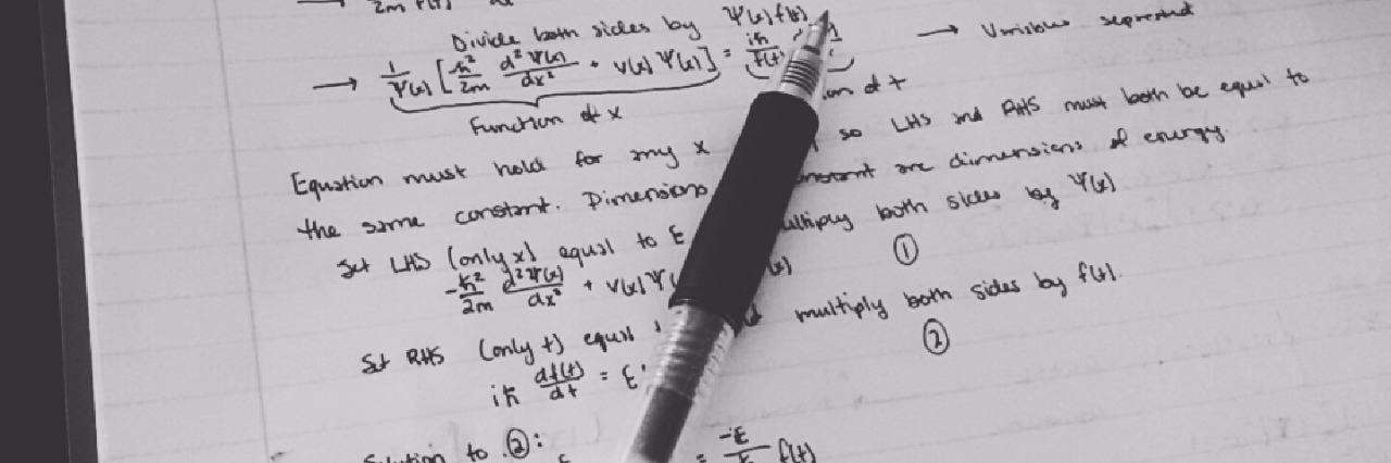 Struggling to Achieve Goals When You're Chronically Ill pen on paper with math equations