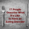 Fork and knife. Text reads: 17 people describe what it's like to have an eating disorder