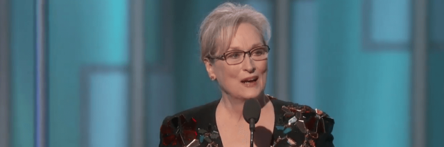 Meryl Streep at Golden Globe awards calling out Donald Trump for mocking people with disabilities.