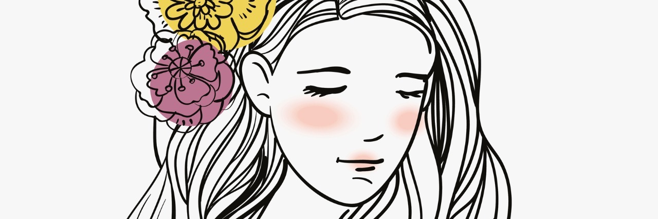 Accepting the Days When My Pain Wins Portrait of young beautiful woman with flowers in hair