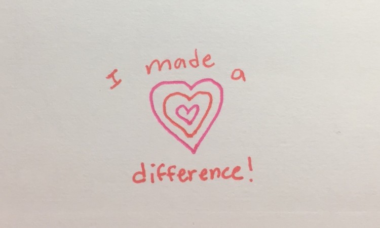 'I made a difference' written on paper